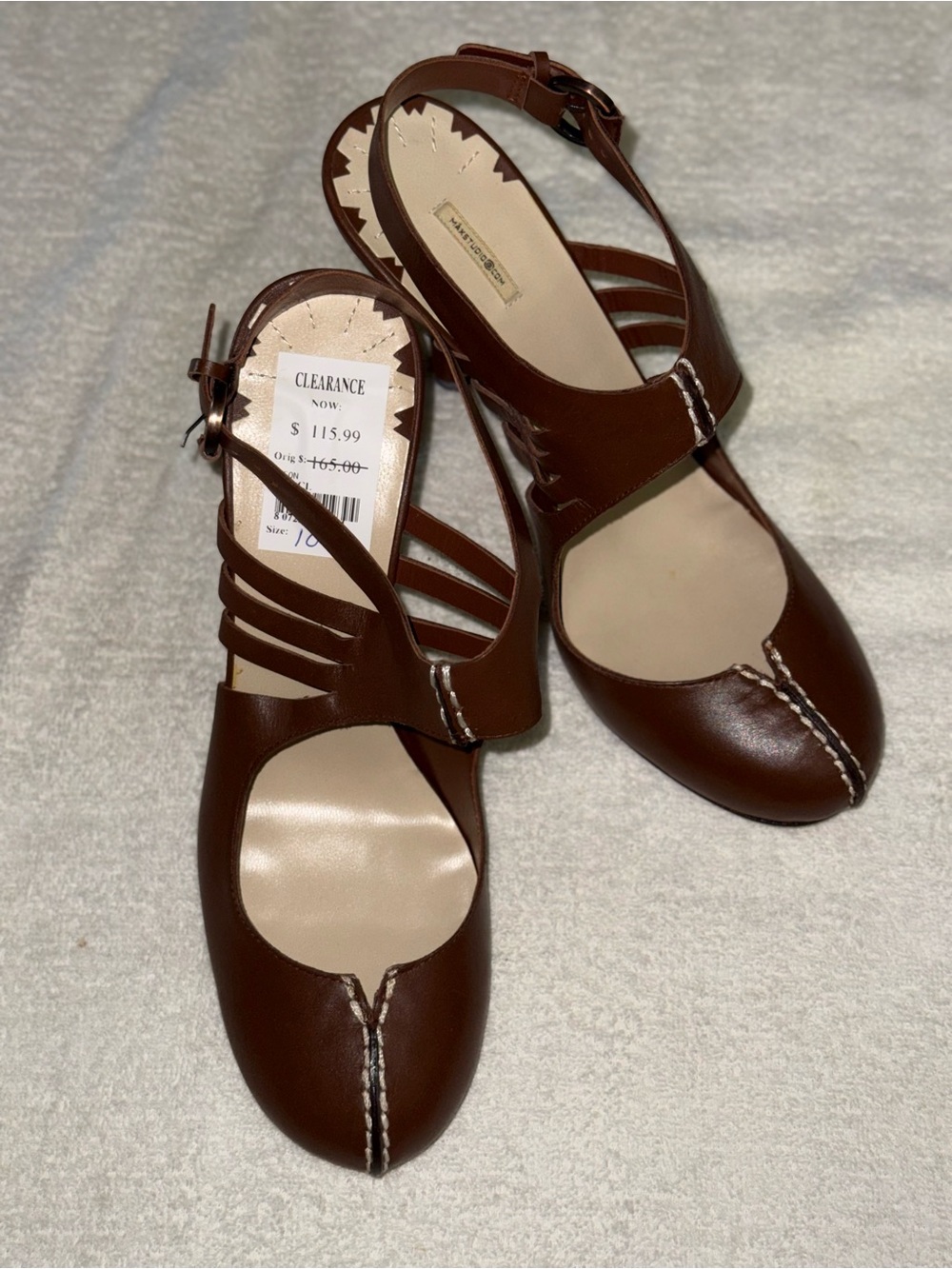Max Studio Brown Leather Slingback Mules